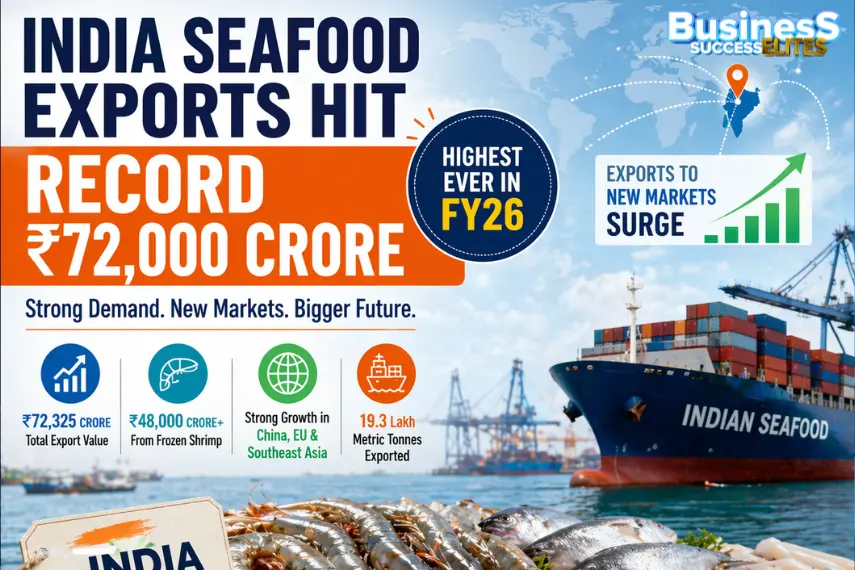 India’s Seafood Exports Reach Record ₹72,000 Crore in FY26