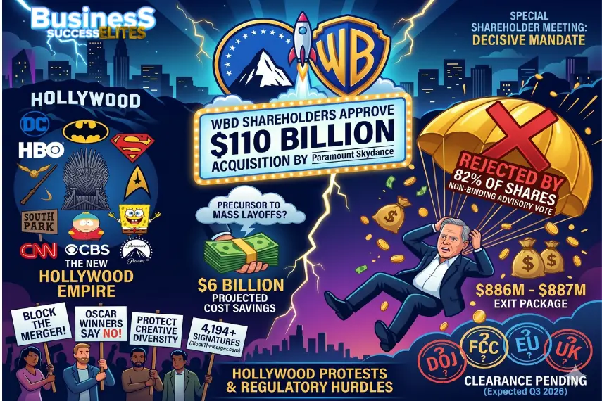 Paramount Warner Bros Merger Approved: Shareholders Say Yes, But Reject Zaslav’s $887M Payday