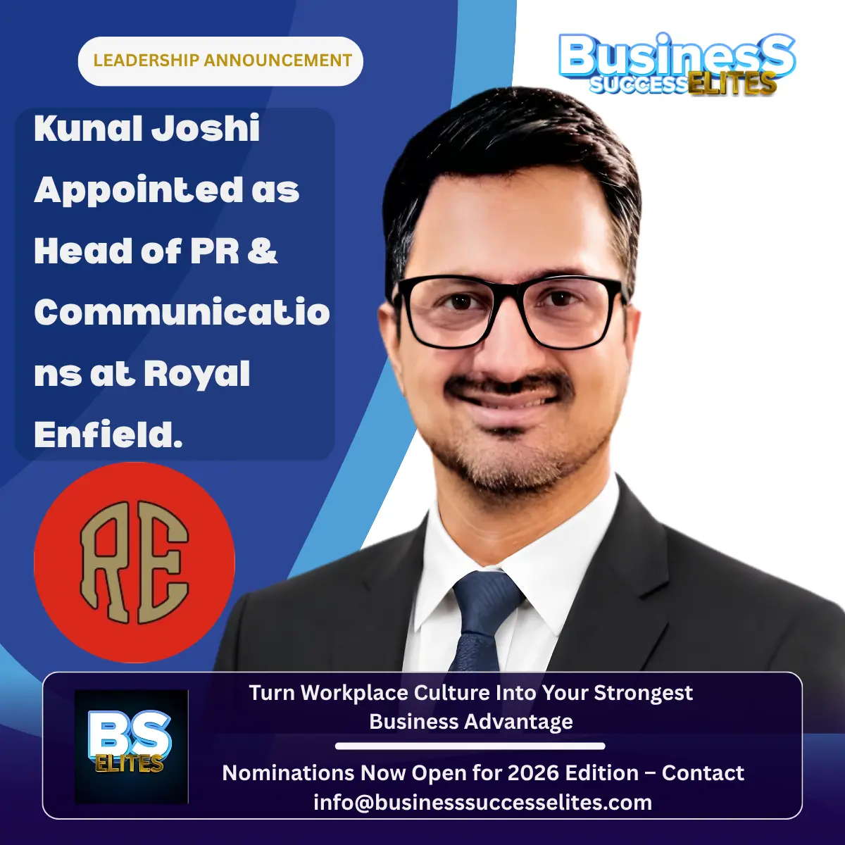 Kunal Joshi appointed Head of PR & Communications at Royal Enfield.
