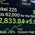 Nikkei 225 Tops 62000