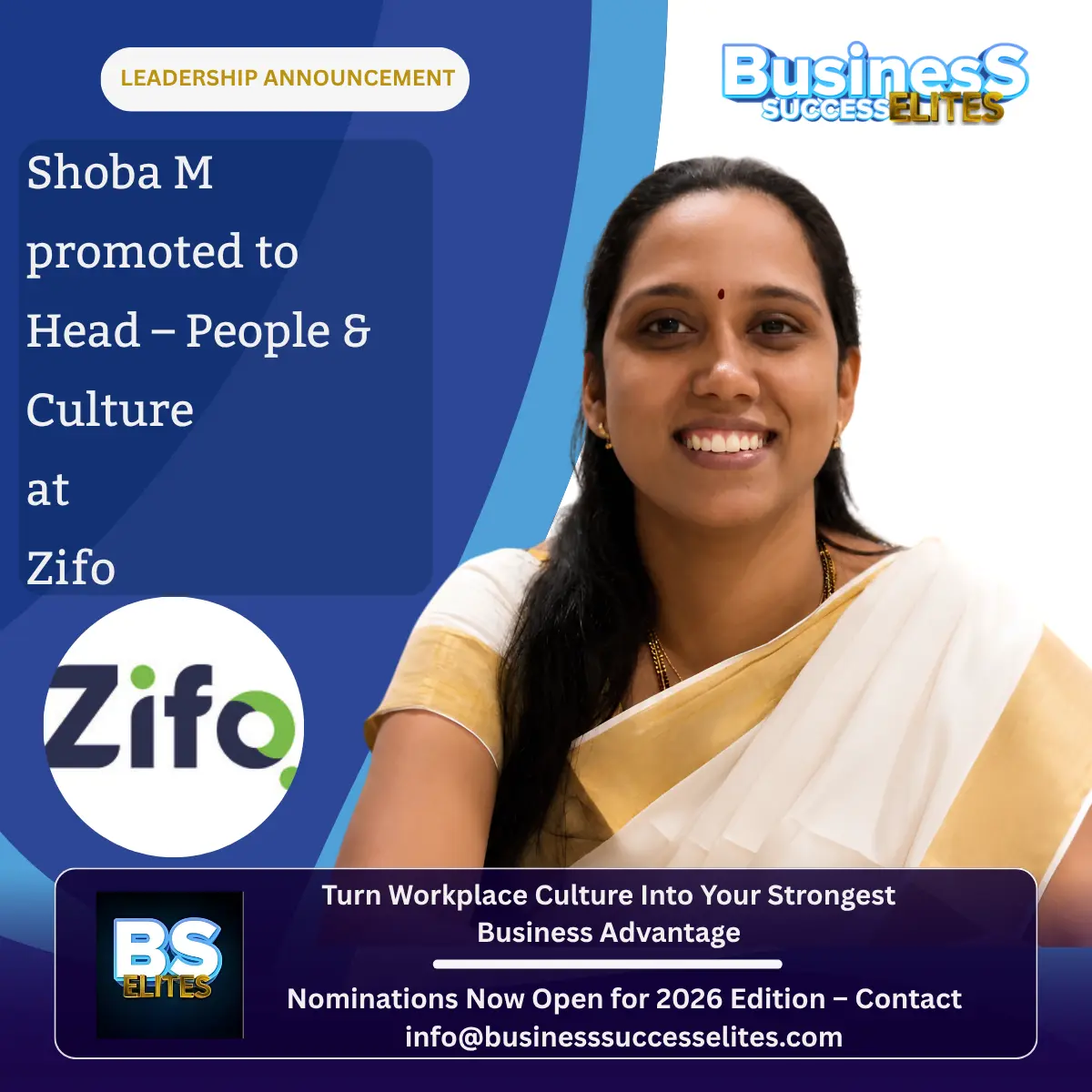 Shoba M promoted to Head – People & Culture at Zifo!